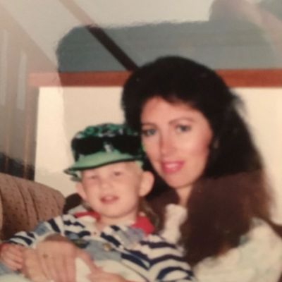 Childhood photo of Anthony Konechny along and his mother.